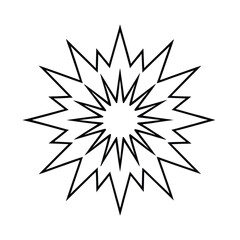 Black and white vector illustration of a decorative Christmas star and winter flower ornament design