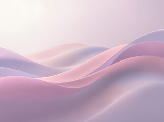 Obraz premium Abstract flowing waves of soft pastel pink and lavender colors creating a serene, undulating landscape or fabric texture background