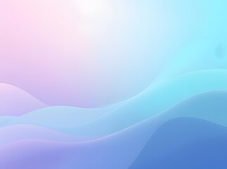Obraz premium Abstract wavy background in soft pastel pink and blue gradient hues, smooth flowing curves and undulating shapes creating a serene and modern digital landscape