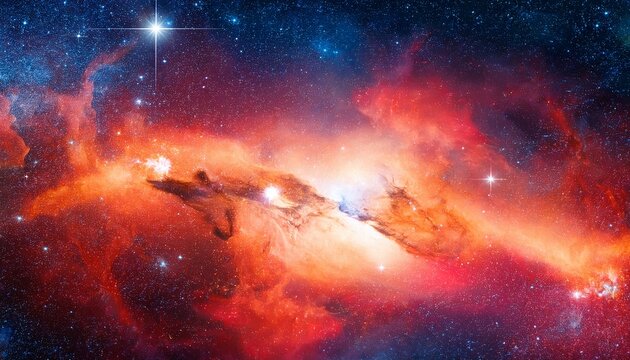 vibrant red and nebula with sparkling stars in deep outer space a breathtaking cosmic landscape of interstellar gas and stellar formation - Powered by Adobe