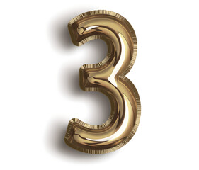 3d golden font number 3