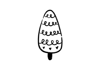 Hand-Drawn Christmas tree doodle Clipart isolated on transparent background