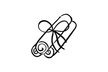 Hand-Drawn Christmas Clipart rolled scrolls tied with a bow, isolated on transparent background