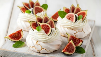 Elegant Pavlova Dessert with Fresh Fruits in Gourmet Editorial Style
