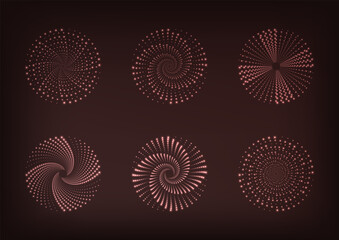 Red Fireworks Circle Glow Dynamic Particles Vector Set