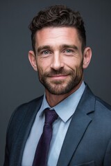 Professional Businessman Portrait on Gray Background