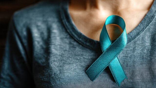 Cervical cancer awareness month highlighting teal ribbon for support and education