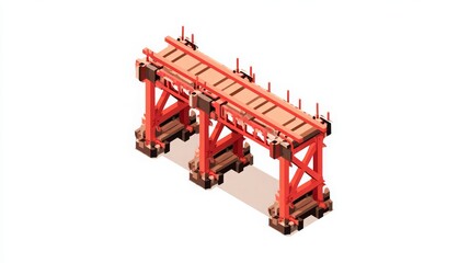 Box girder bridge isometric vector icon, construction symbol illustration