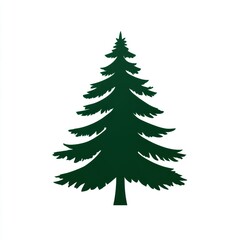 Obraz premium nature icon, dark green pine tree icon stands crisp against a pure white background, symbolizing alpine forests and nature