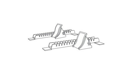 Minimalist outline illustration of athletic starting blocks symbolizing competition readiness