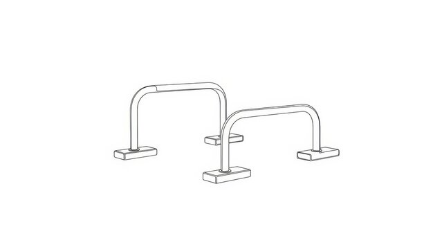 Sketch of parallel bars equipment for training in monochrome style isolated on white background