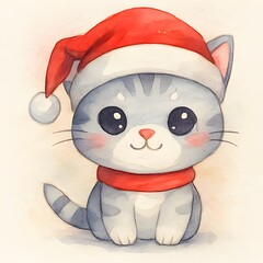 Kawaii Winter Katzen Design  - Weihnachts Illustration - Winterzeit Wallpaper - S&uuml;&szlig;es Tier Bild - Katzen Hintergrundbild