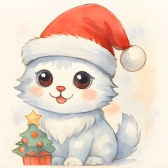 Winter Katzen Bild  - Weihnachts Illustration - Winterzeit Wallpaper - S&uuml;&szlig;es Tier Design - Katzen Hintergrundbild