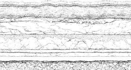 Obraz premium Black and white abstract wavy lines and textured horizontal bands background 