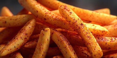 Realistic Image of Extra Thin Fries Dusted with Spicy Paprika Seasoning