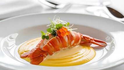 Elegant Balmain Bug Seafood Dish in Gourmet Editorial Food Style