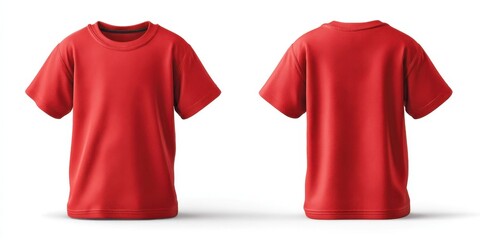 Red Kids T-Shirt Mockup Front and Back View - Blank Apparel Template for Print