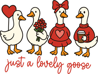 Cute Lovely Goose Coquette svg, Valentine Goose png, Duck valentines svg, Funny Valentine svg, Silly Goose Valentines svg