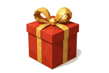 Obraz premium Red gift box with gold ribbon on white background