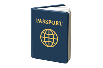 Blue passport with globe emblem on cover