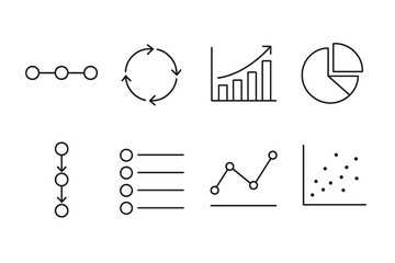 Minimalist diagram icons for data visualization and analysis