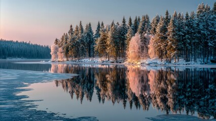 Serene Winter Lake Reflection