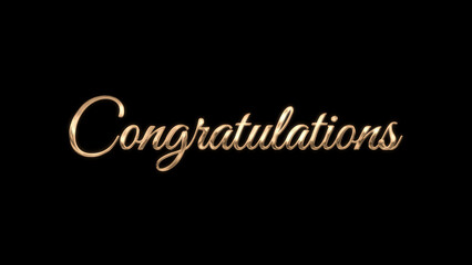Golden Congratulations Lettering Image. Perfect for festivals, birthdays, celebrations, anniversaries, and weddings. Congratulations text animation.
