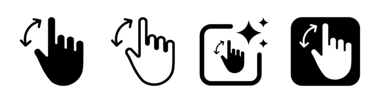 Hand zoom in icon showing digital zoom with fingers using a multi touch display in black on a transparent PNG vector illustration
