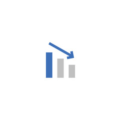 Declining Economic Downward Arrow Bar Chart Icon