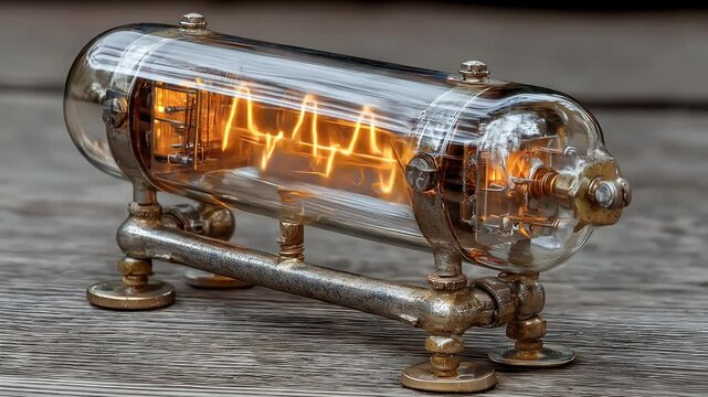Vintage Vacuum Tube Displaying Oscillating Electrical Signal.
