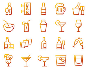 Simple Set of Alcohol Related Vector Line Icons
