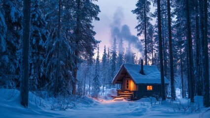 Warm and Cold Contrast Winter Scene