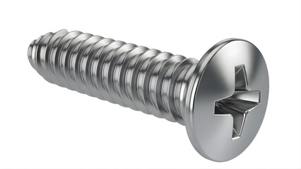 Metal screw closeup isolated on white background