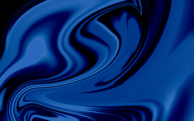 Stunning deep blue abstract liquid flow creates a dynamic, luxurious satin silk texture background perfect for modern design