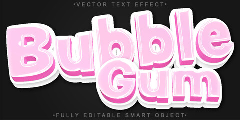 Bubble Gum Sweet Candy Bubble Gum Gummy  Vector Fully Editable Smart Object Text Effect