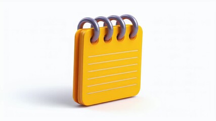 Yellow notepad with metal rings on white background.