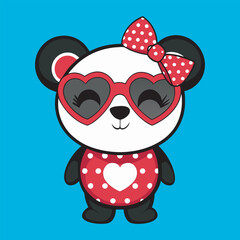  A cute panda wearing heart shaped red sunglasses 2