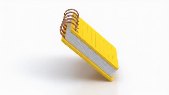 Yellow notepad with spiral binding on white background for notes and reminders.