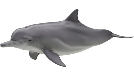 Obraz premium Graceful bottlenose dolphin swimming in ocean waters marine mammal portrait intelligent aquatic creature isolated on white background
