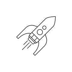 This silhouette icon represents a classic rocket, categorized as a space, startup, and innovation-themed icon. It illustrates the idea of launching, progress, exploration, growth