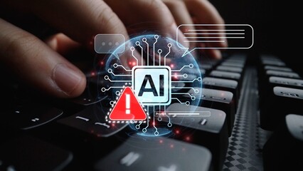 AI interface showing prompt error warning and system alert. AI prompt failure can lead to incorrect...