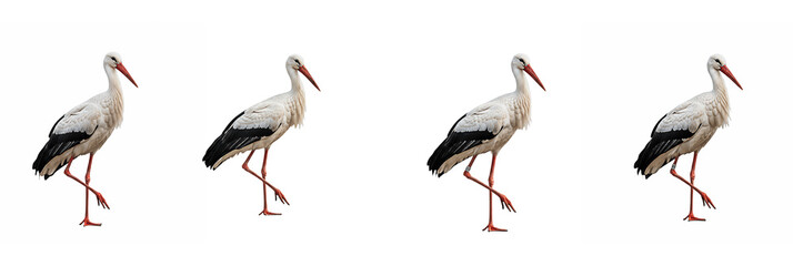 Set of White Stork with Oil Paint PNG, wading bird png, waterfowl png, wildlife png, wetland png, animal png
