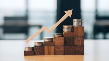 Financial Growth Concept with Increasing Coins and Arrow