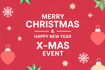 Naklejka premium Merry christmas and happy new year x-mas event festive banner