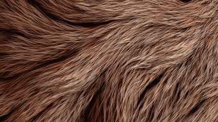 Fur fills the frame with a mix of light and dark brown strands. The texture reveals the softness and layering of the hair resembling animal fur.