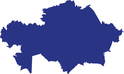 Fototapeta premium Map silhouette of Kazakhstan in solid blue a simple vector graphic for national identity and travel concepts isolated on a white background