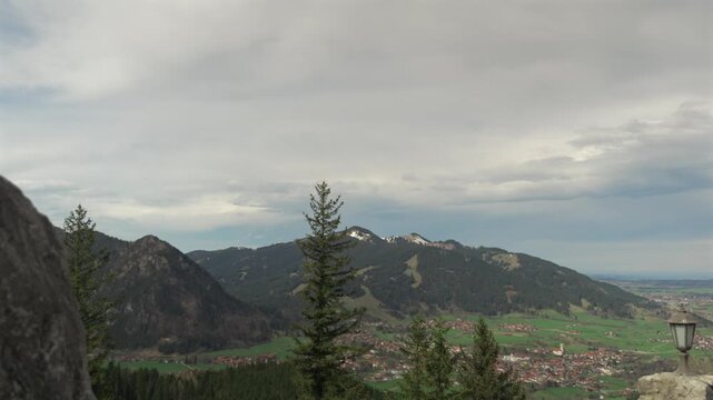 Fussen Germany. Burgruine Falkenstein Allgau bei Pfronten ruined medieval castle in Pfronten in Ostallgau in Sudwest Bayern. Tourists and visitors around the ruins of castle on hill. 