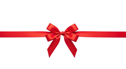 Elegant red satin ribbon with bow on black background for gift, celebration, or holiday design