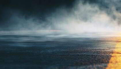 Blurry Outdoor Asphalt With Mist Light High Speed Captures The Creative And Fast-Paced Atmosphere Of A High-Speed Environment In Nature.