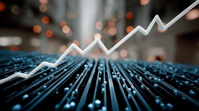 Abstract financial growth concept with a rising graph line over a digital background, symbolizing progress and success in business and investment strategies for modern enterprises - Powered by Adobe